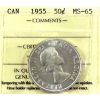 Image 1 : 50-cent 1955 ICCS MS65