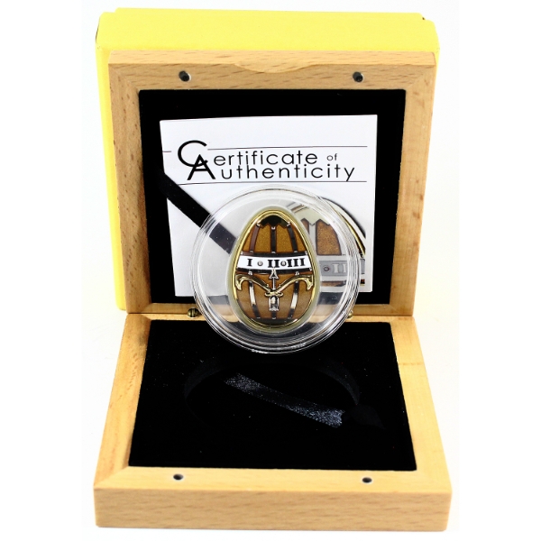 Cook Islands 2013 $5 Imperial Eggs in Cloisonné - Egg in Gold Fine Silver Shaped Coin (Tax Exempt)