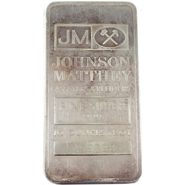 10oz JM Johnson Matthey .999 Fine Silver Bar (Tax Exempt)