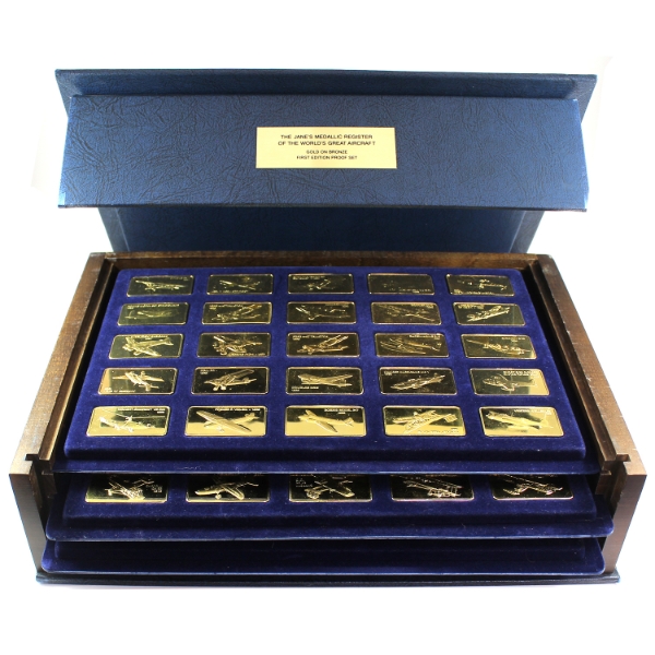 Jane's Medallic Register of The World's Great Aircraft Gold Plated Bronze 66/100 Ingot Set