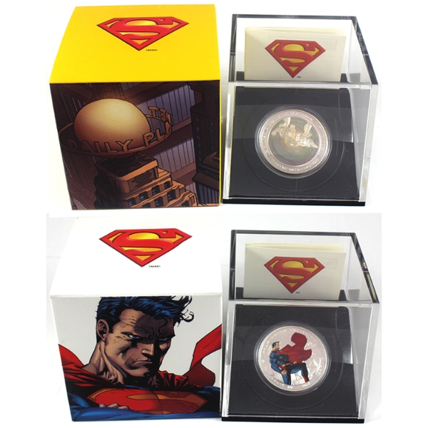 2x 2013 $20 Superman Man of Steel & Metropolis 1oz .9999 Fine Silver Coins. 2pcs. (Tax Exempt)