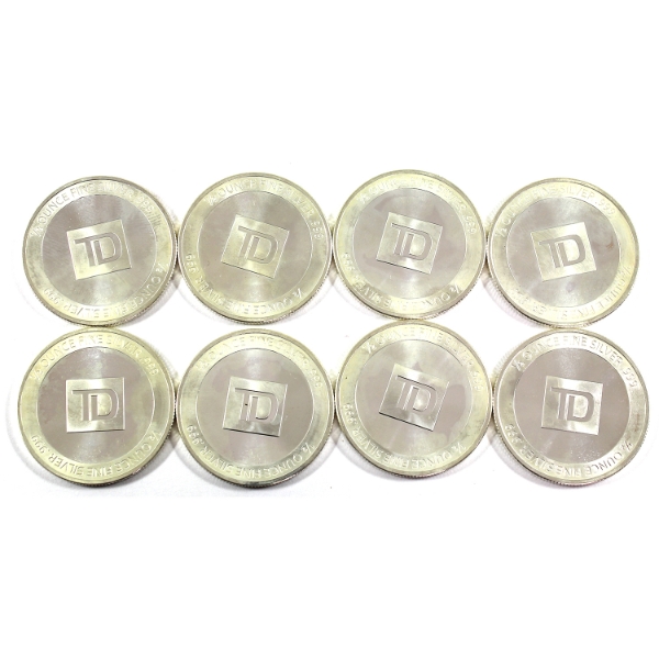 8x TD Bank 1/2oz .999 Fine Silver Rounds. 8pcs. (Tax Exempt)