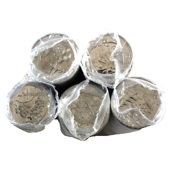 *25-cent 2000 Creativity, Achievement, Freedom & 2x Natural Legacy Rolls of 40pcs. 5 Rolls