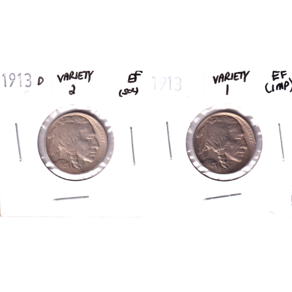 USA 1913 5-cents Buffalo EF. 2pcs.
