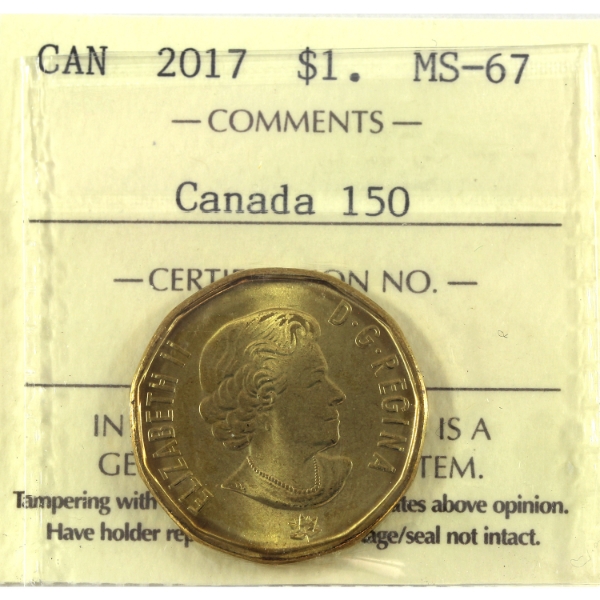 Loon $1 2017 Canada 150 ICCS MS67