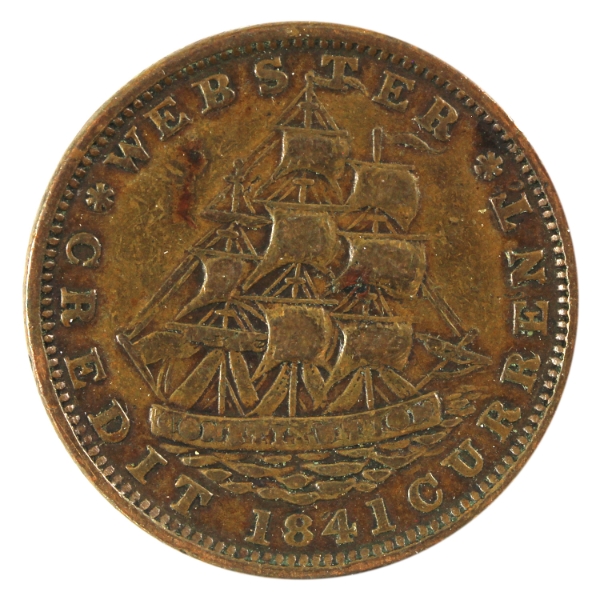 USA 1841 HT-18 Daniel Webster Hard Times Merchant Token 10.25g-Copper, 28mm.