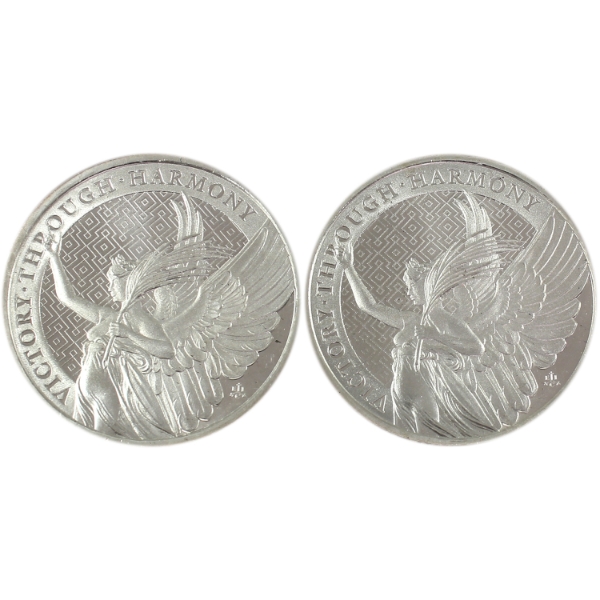 2x 1oz St. Helena 2021 1 Pound Victory Through Harmony .999 Fine Silver Rounds. 2pcs. (Tax Exempt)
