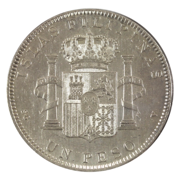 Philippines Silver 1897 Peso Almost Uncirculated