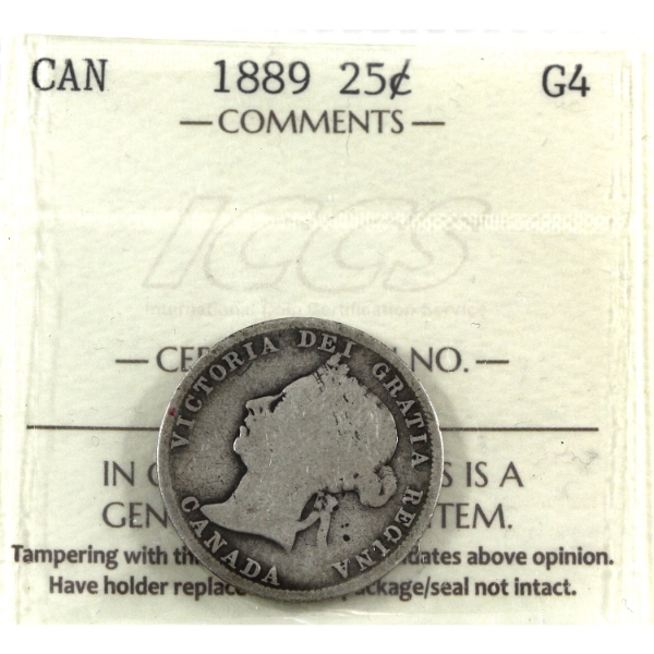 25-cent 1889 ICCS G4