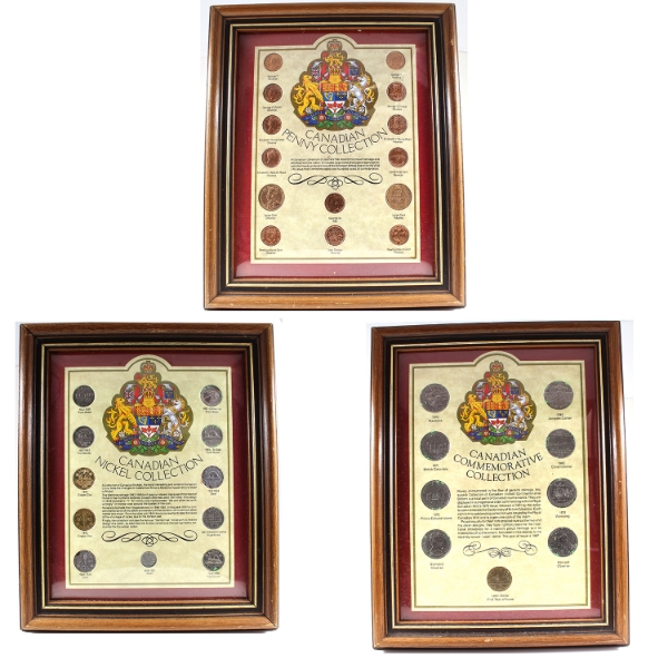 Canadian Coin Collections in Wooden Frames. 3pcs.