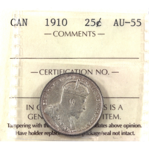 25-cent 1910 ICCS AU55