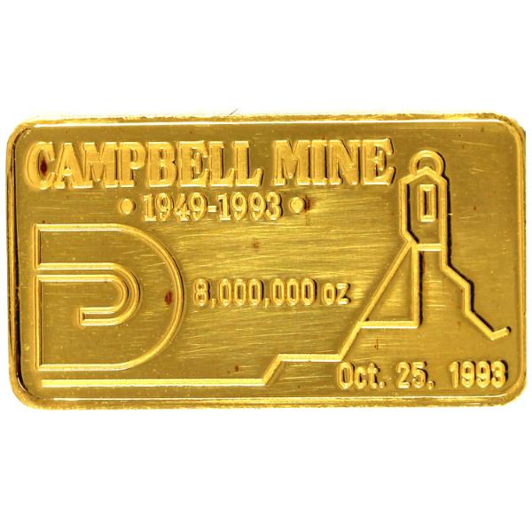 5g Gold Johnson Matthey 1993 Campbell Mine .9999 Gold Bar, SN: 000396 *Rare!*  (Tax Exempt)