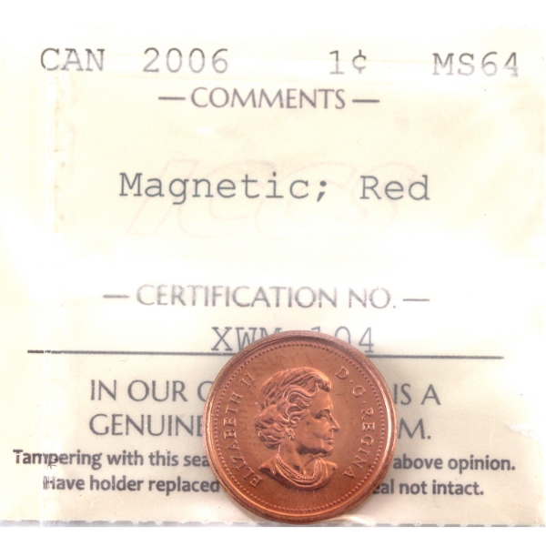 1-cent 2006 Magnetic ICCS MS64 Red