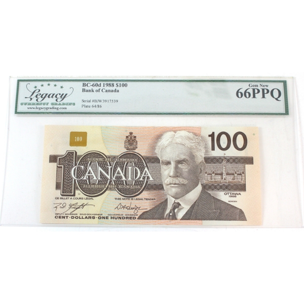 BC-60d 1988 $100 Legacy GEM UNC66 PPQ Knight-Dodge SN: BJW3917539