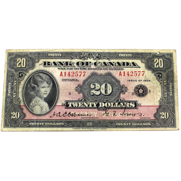 BC-9b 1935 $20 F12 Osborne-Towers Small Seal SN: A142577