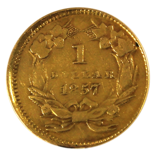 ERROR! USA Gold 1857 Dollar Off Centre Error EF (Impaired)