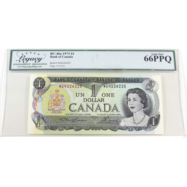 BC-46a 1973 $1 Legacy GEM UNC66 PPQ Lawson-Bouey SN: NG4226225