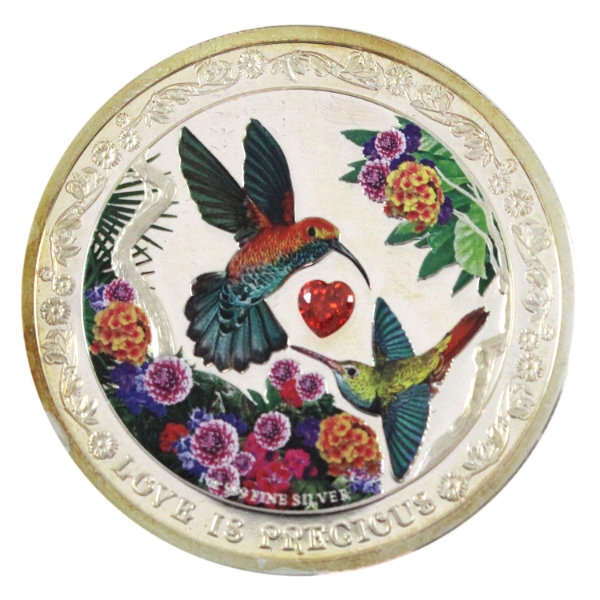 Niue 2016 $2 Love Is Precious: Hummingbirds 1oz Fine Silver Coloured Coin