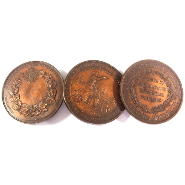Lot of 3x Electrotype Medals for Display w/ Mounting Posts on Rear. 3pcs