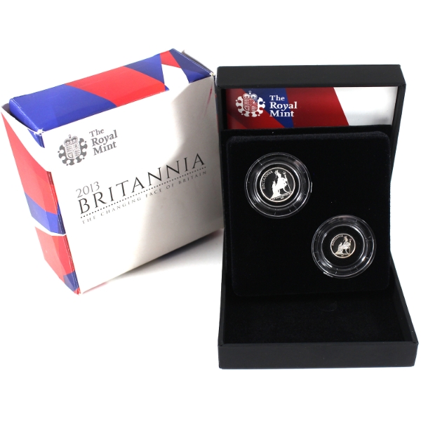 Great Britain Silver 2013 Britannia: The Changing Face of Britain 2-Coin .999 Fine Silver Set 