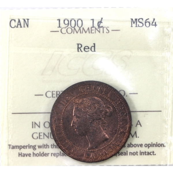 1-cent 1900 ICCS MS64 Red