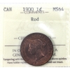 Image 1 : 1-cent 1900 ICCS MS64 Red