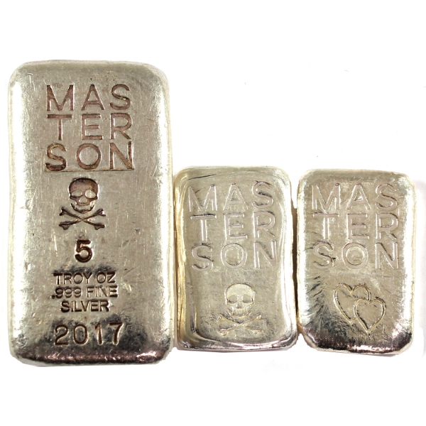7oz Lot Total! Beaver Bullion Masterson 2017 .999 Fine Silver Bars. 3pcs (Tax Exempt)