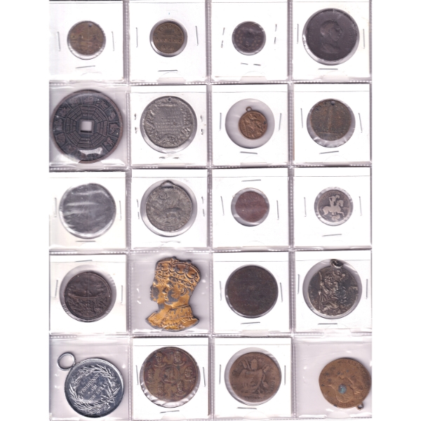 Estate Lot of Unknown Medals, Tokens, & Coins - Unchecked. 20pcs.