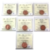 Image 1 : 1-cent 1960, 1961, 1962, 1963, 1964, 1965 SB B5 & 1966 ICCS PL66 HC; Red. 7pcs