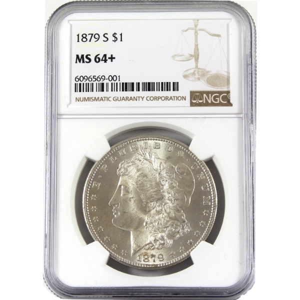 USA Silver 1879-S Morgan Dollar NGC MS64+
