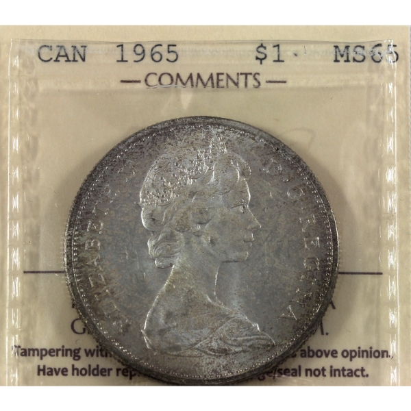 Silver $1 1965 SB P5 Type 1 ICCS MS65