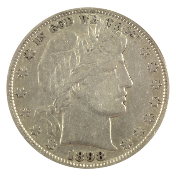 USA Silver 1898 Barber Half Dollar VF