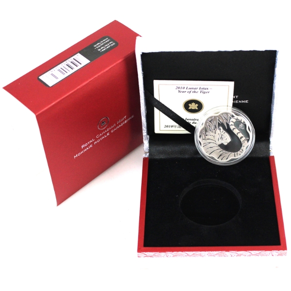 2010 $15 Lunar Lotus Year of the Tiger Sterling Silver Coin