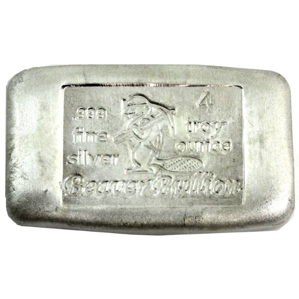 4oz Beaver Bullion .999 Fine Silver Bar (Tax Exempt)