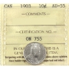 Image 1 : 10-cent 1903 Key Date ICCS AU55