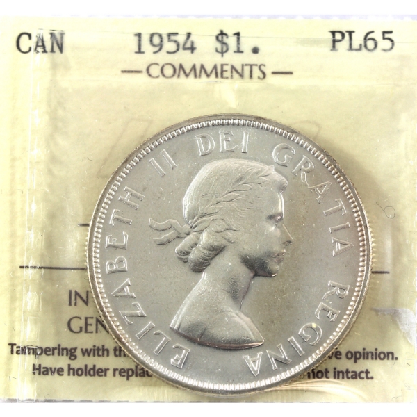 Silver $1 1954 ICCS PL65