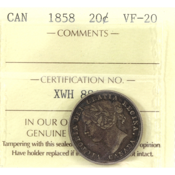20-cent 1858 ICCS VF20