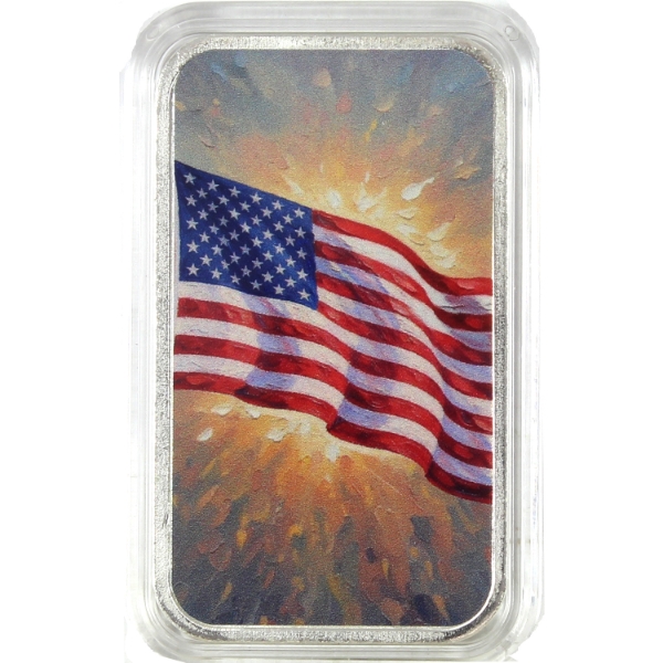 1oz Flags of the World- USA Colourized .999 Fine Silver Bar (Tax Exempt)