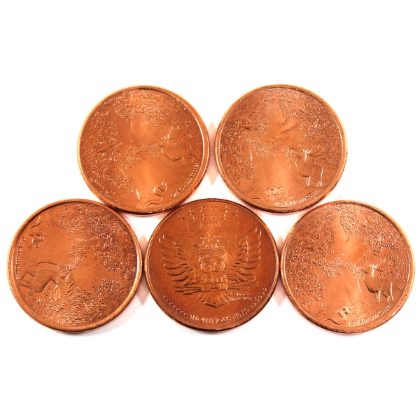 5x 1oz Assorted Mythology .999 Fine Copper Rounds. 5pcs