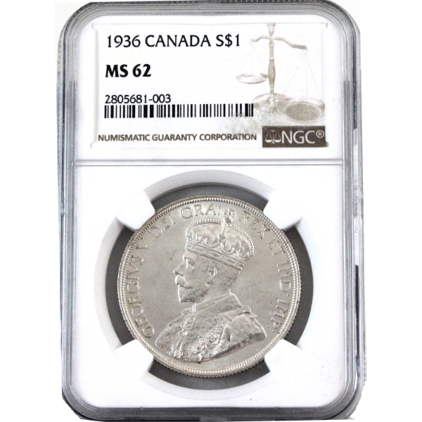 Silver $1 1936 NGC MS62