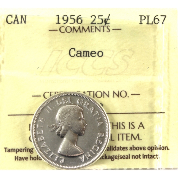 25-cent 1956 ICCS PL67 Cameo