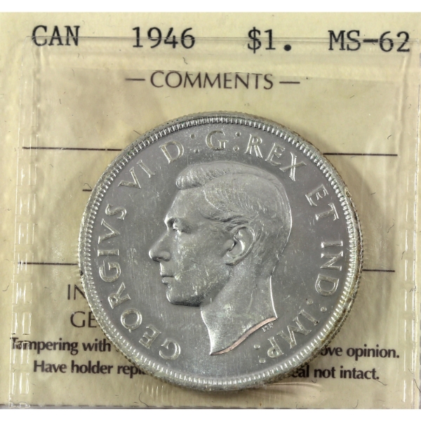 Silver $1 1946 SWL ICCS MS62