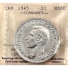 Silver $1 1945 ICCS MS60