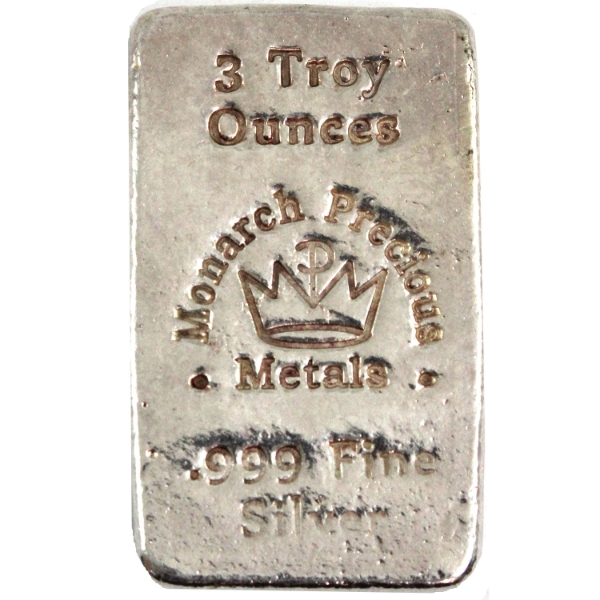 3oz Monarch .999 Fine Silver Bar (Tax Exempt)