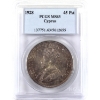 Image 1 : Cyprus Silver 1928 45 Piastres PCGS MS63