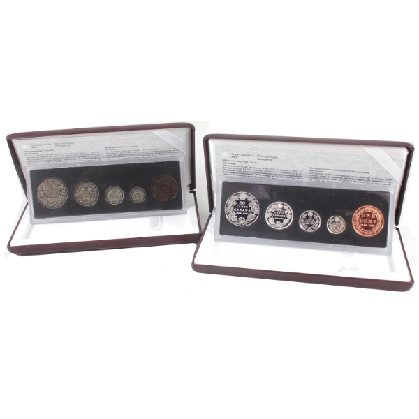 2x 1908-1998 RCM 90th Anniversary Sterling Silver Sets Proof & Antique Finishes. 2pcs.