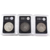 Image 2 : USA Silver 1878, 1979 & 1880 Morgan Dollar Bradford Authenticated. 3pcs.