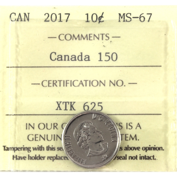 10-cent 2017 Canada 150 ICCS MS67