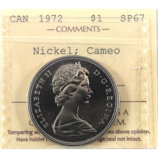 Nickel $1 1972 ICCS SP67 Cameo
