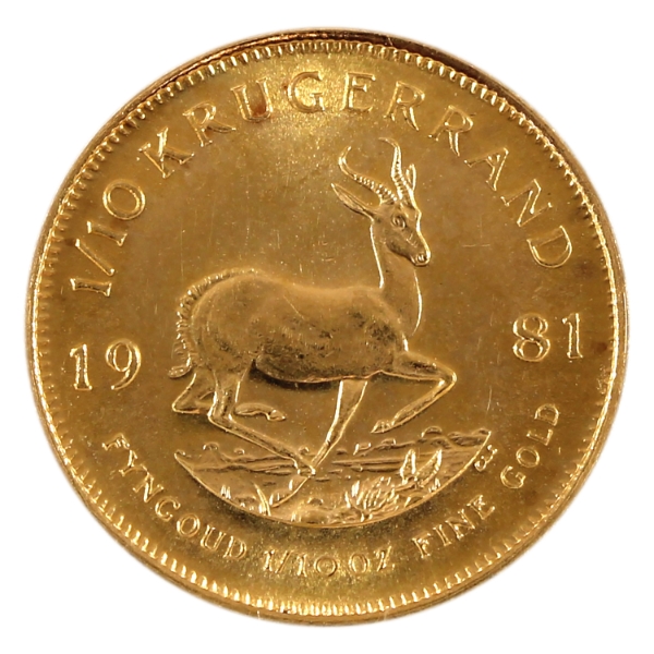 1/10oz South Africa 1981 1/10 Krugerrand .917 Fine Gold Coin